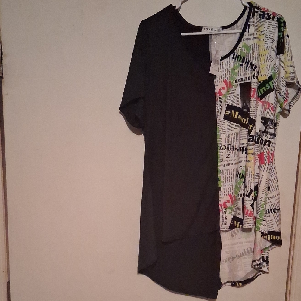 Love J Black and Multicolor Text Graphic Tee